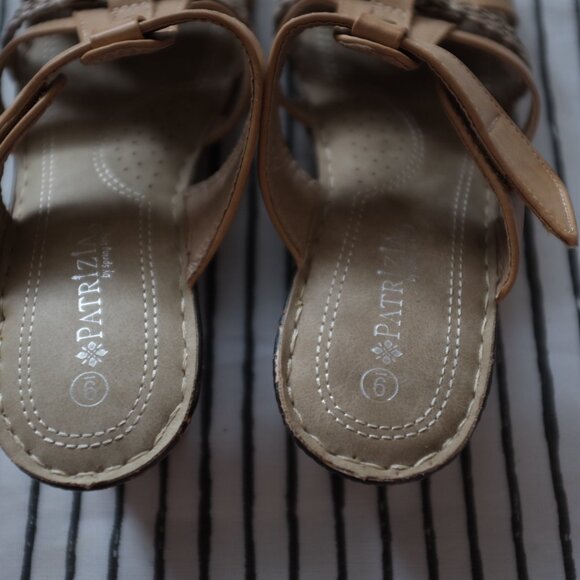 COPY - Patritzia By Spring Step Brown Tan Braided Wedge Sandal size 6 - Picture 5 of 11